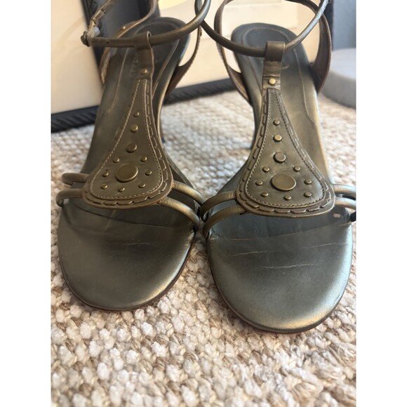 Womens COLE HAAN Green Leather Slides Slingback Heels Sandals Size 7 B - Picture 3 of 7